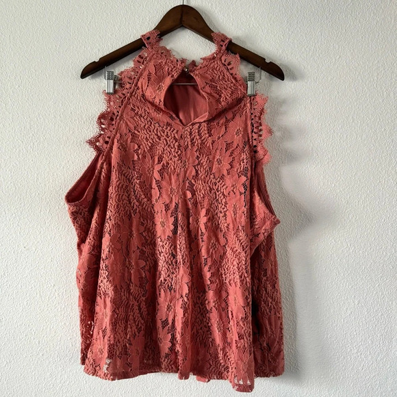 Halter Mockneck Eyelash Lace Floral Sleeveless Lined Sz 3X Plus Thread & Clover - Picture 13 of 14